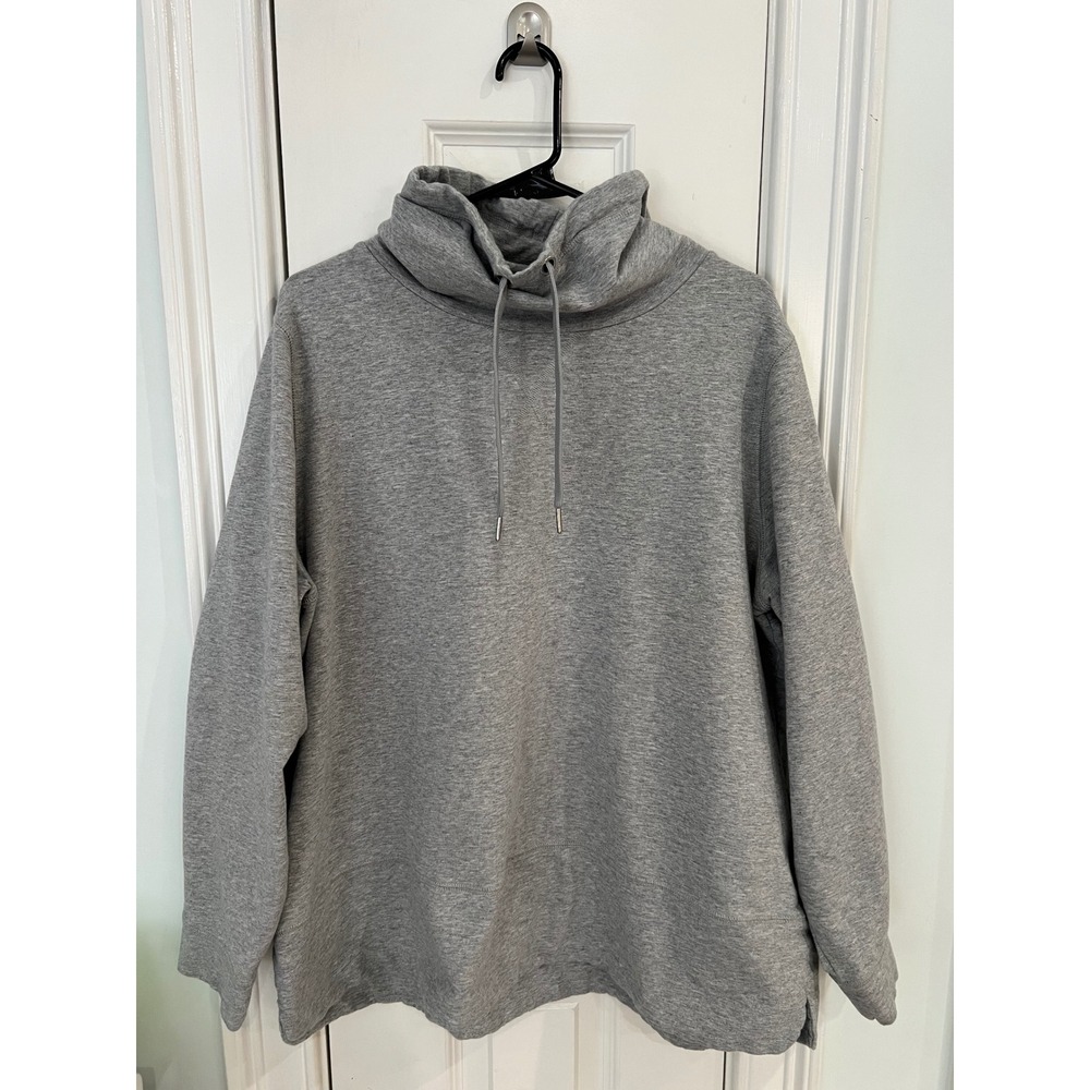 Isaac Mizrahi Live Womens XL Heather Gray Funnel Cowl Neck Sweatshirt Pullover